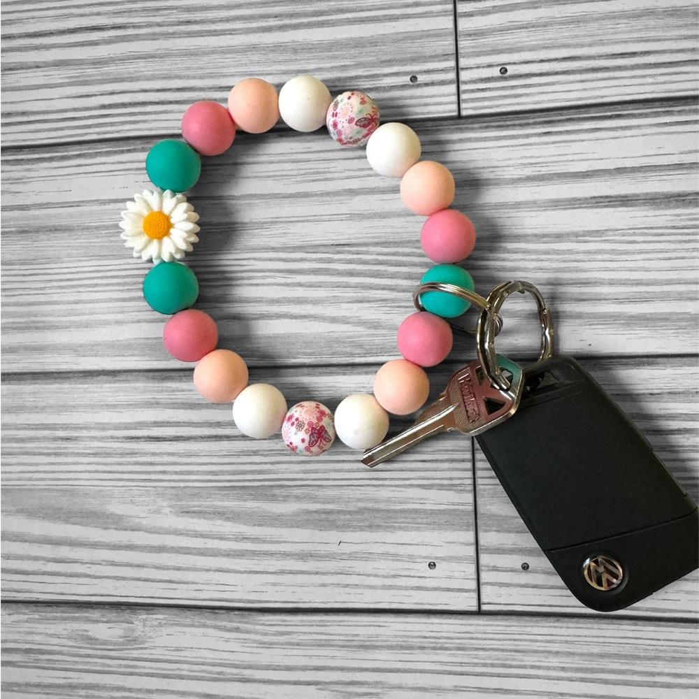 Flower Silicone Wristlet Keychain